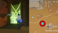 The second Shrine of Depth's location in the Sumeru desert (Image via HoYoverse)